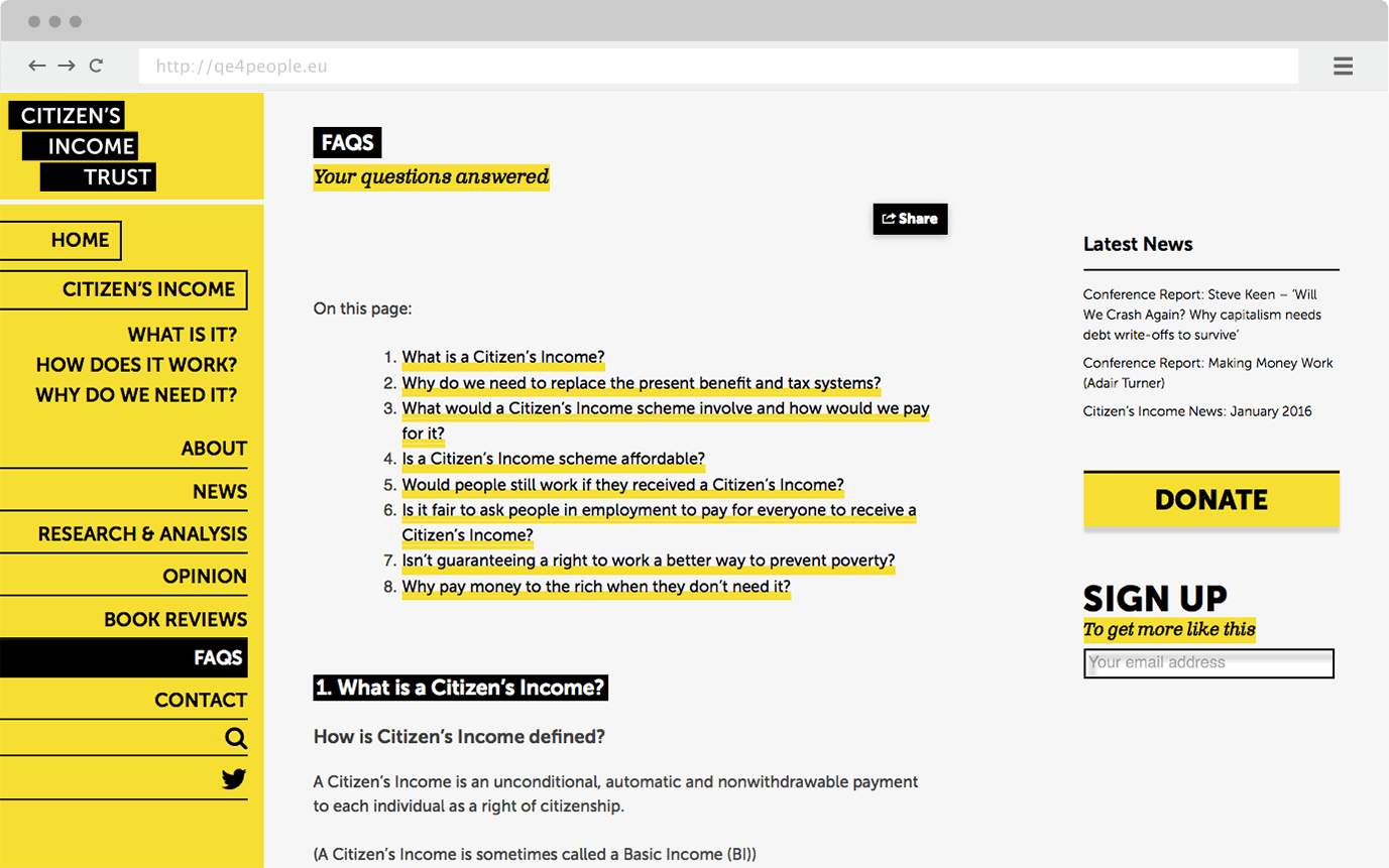 Basic Income Website Design