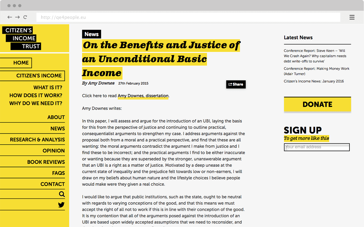 Universal Income Article Design