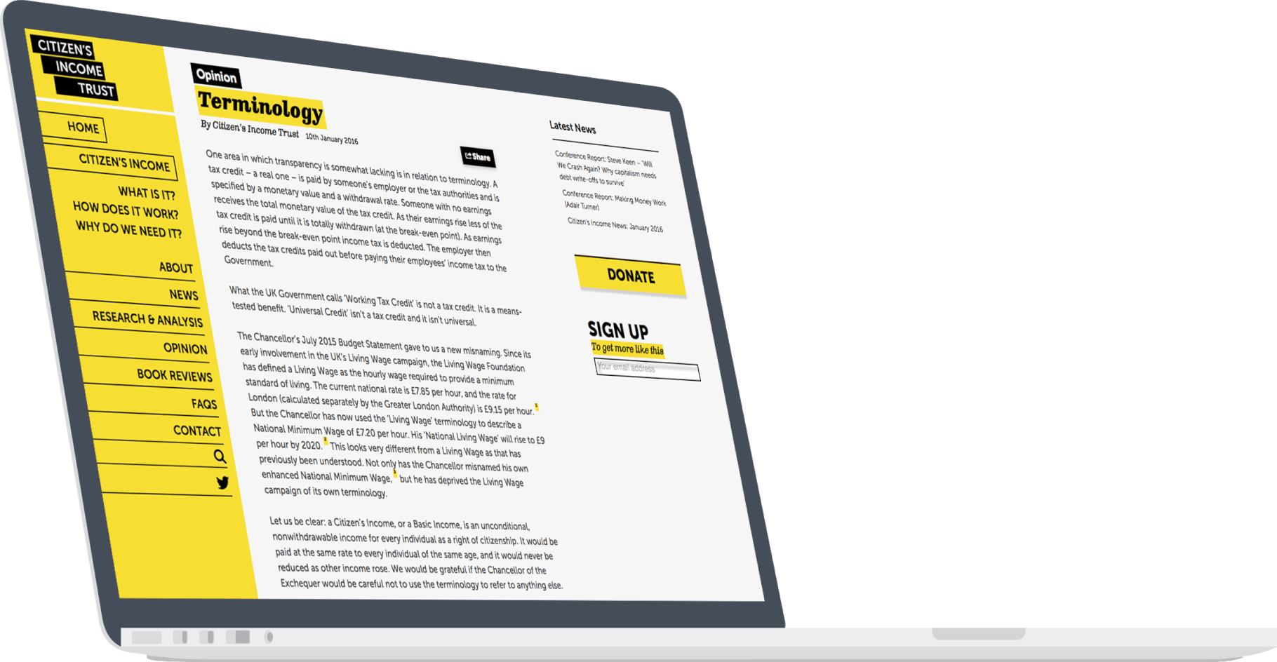 Universal Income Website Design